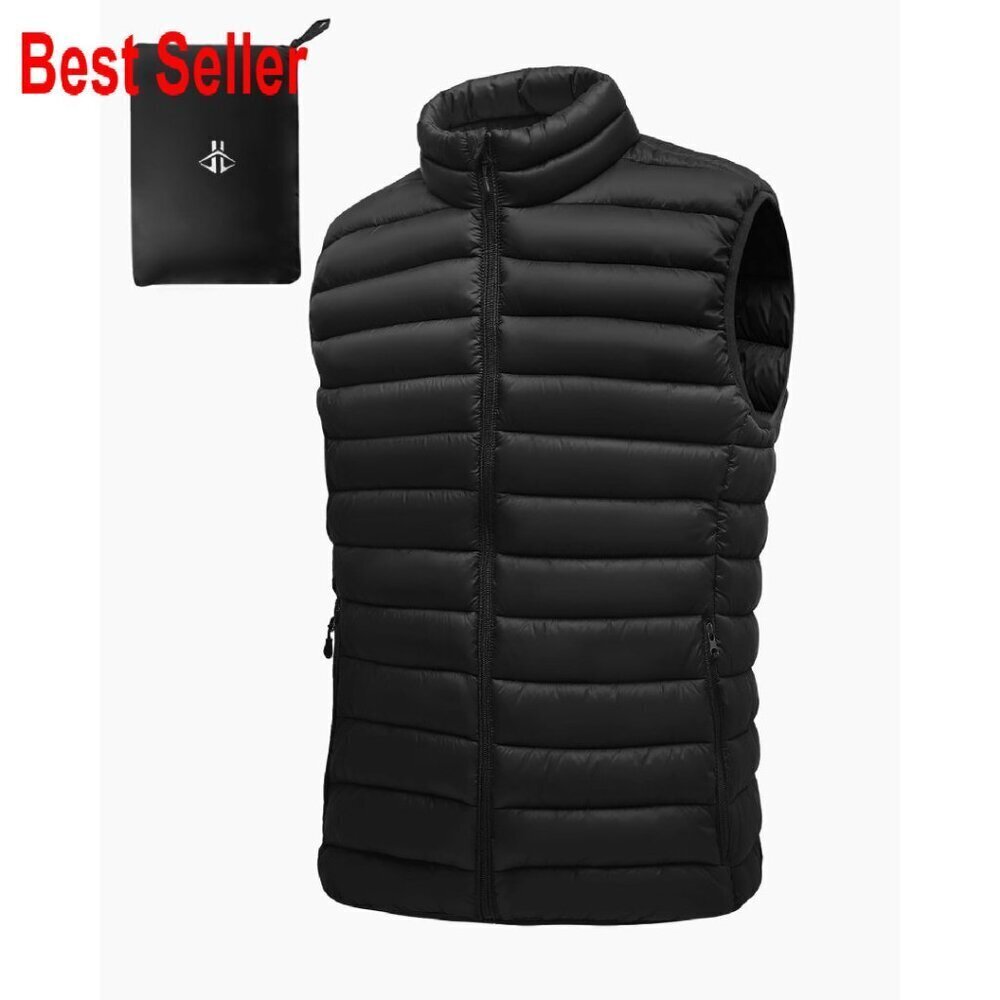 Men's Packable Puffer Vest Lightweight Warm Winter Sleeveless Jacket with